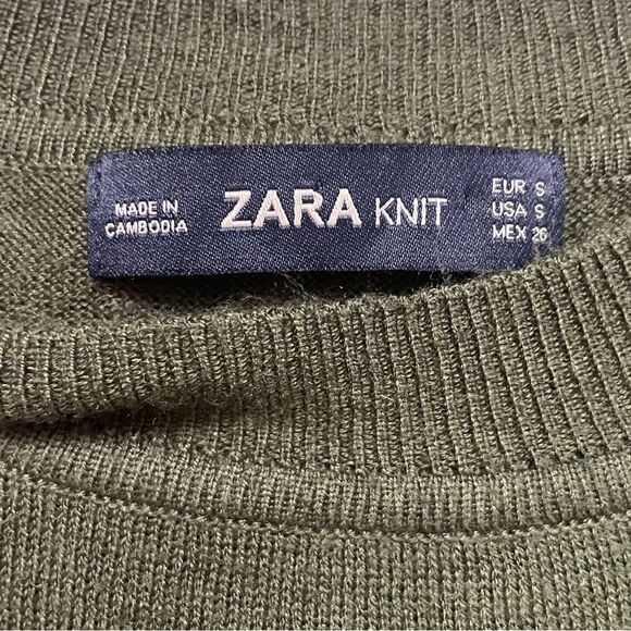 Zara Striped Lightweight Long Sleeve Sweater Green and White Size Small - Picture 9 of 13